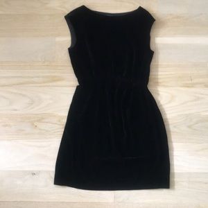 Theory black velvet boatneck dress